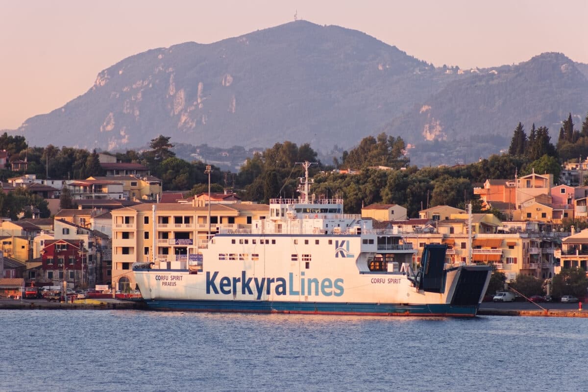 Corfu harbour and ferry view in the Ionian islands, served by Corfu International Airport